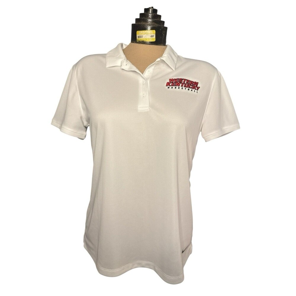 Nike Women’s Dri-fit University Of WKU Basketball White Short Sleeve Polo Medium